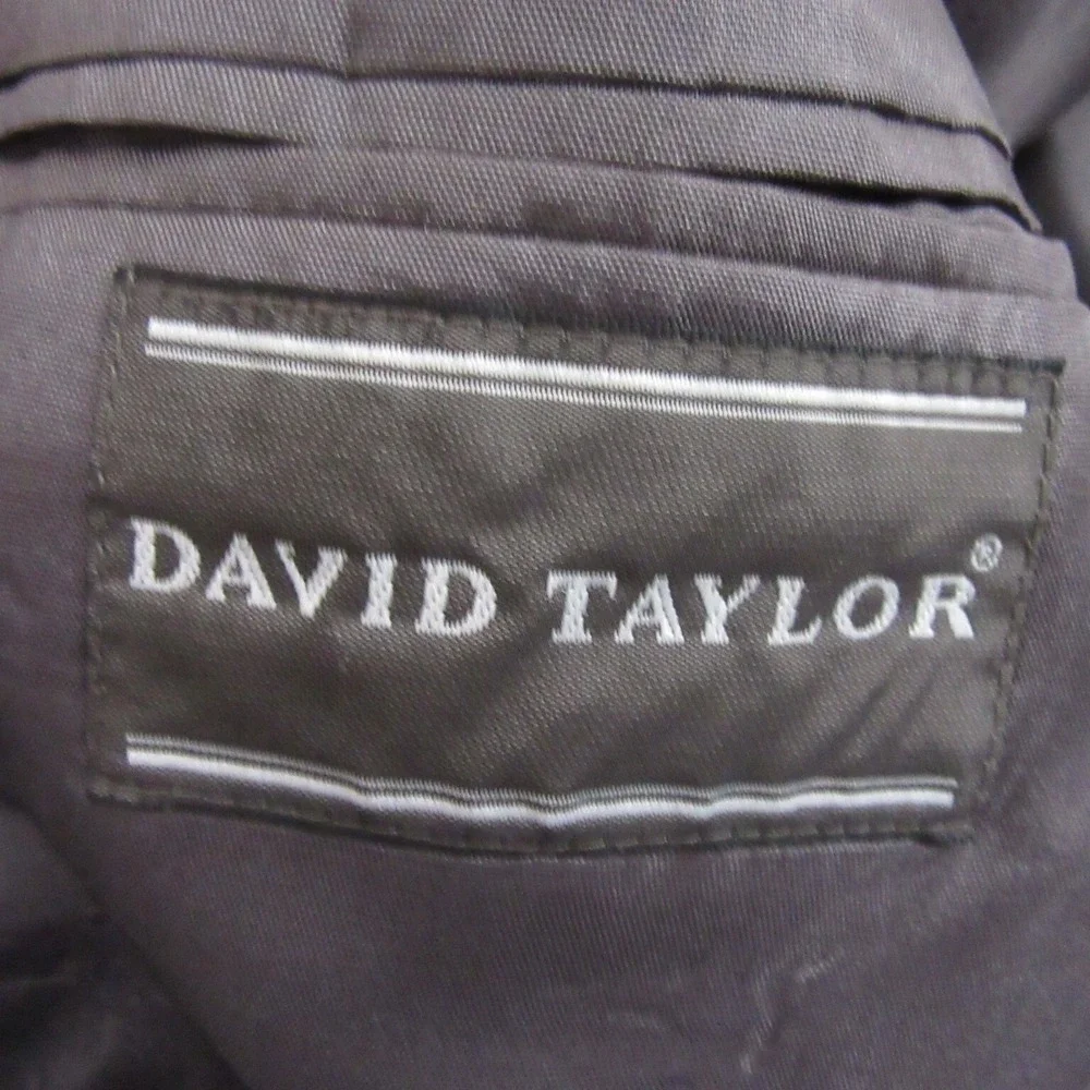 David Taylor Blazer Light Gray Gold Button Mens 46R Wool Blend Single Vent